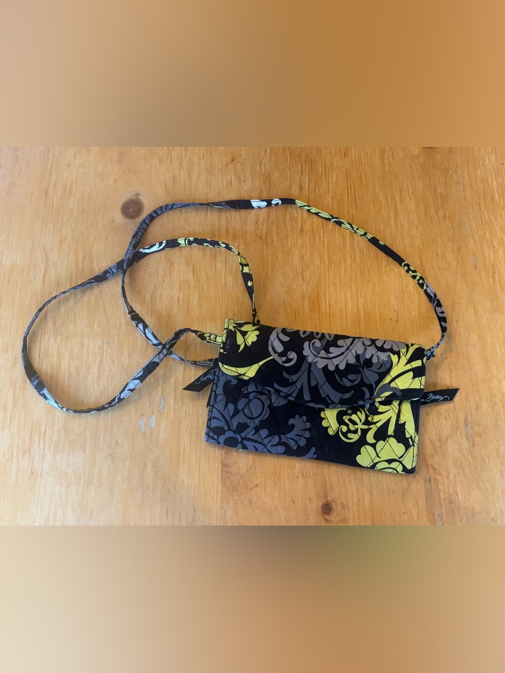 Vera Bradley Black with Lime Floral Quilted Crossbody